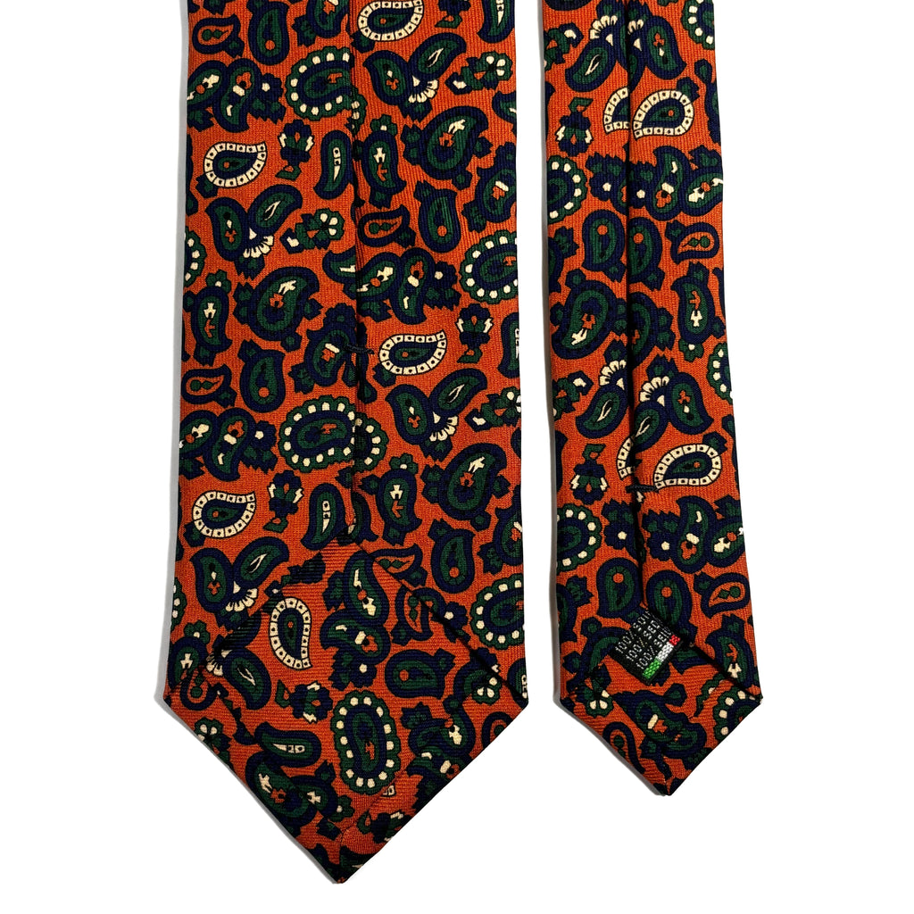 Orange Paisley Ancient Madder Silk Tie
