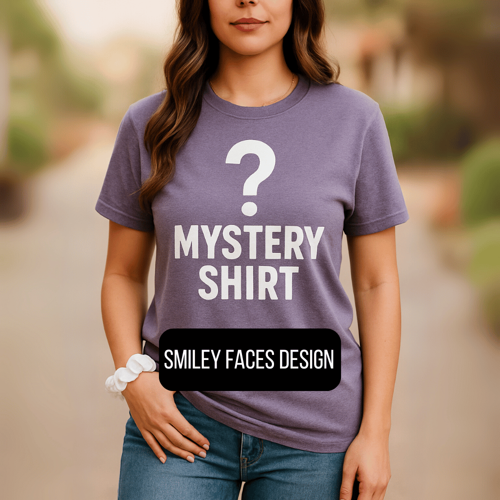 Mystery Retro Graphic Tee Smiley Y2K Face Surprise Shirt