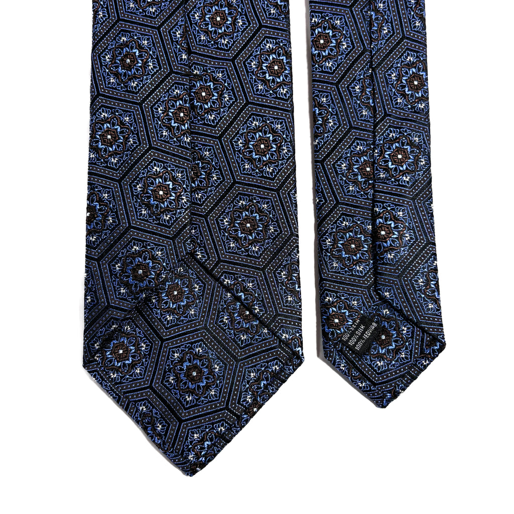 Light Blue & Brown Hexagon Silk Jacquard Tie