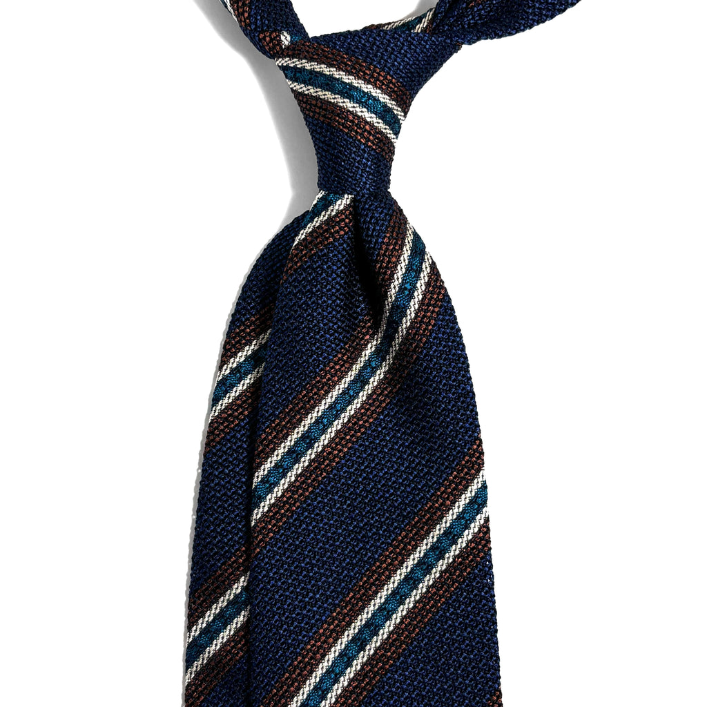 Blue Striped Italian Silk Grenadine Tie