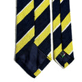 Navy Blue & Lemon Yellow Striped Silk Shantung Tie