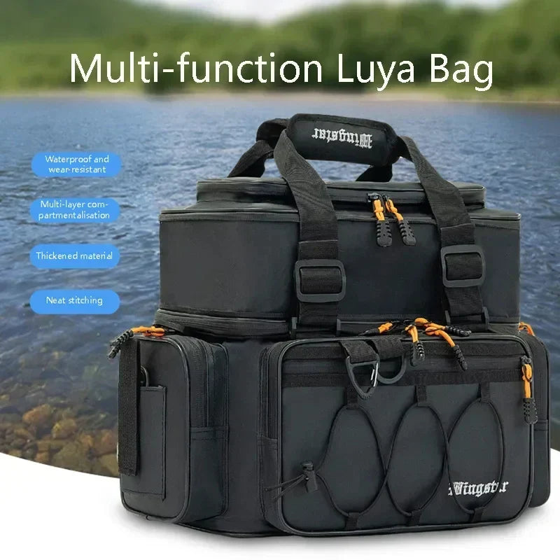Waterproof Fishing Gear Shoulder Bag Camping Black