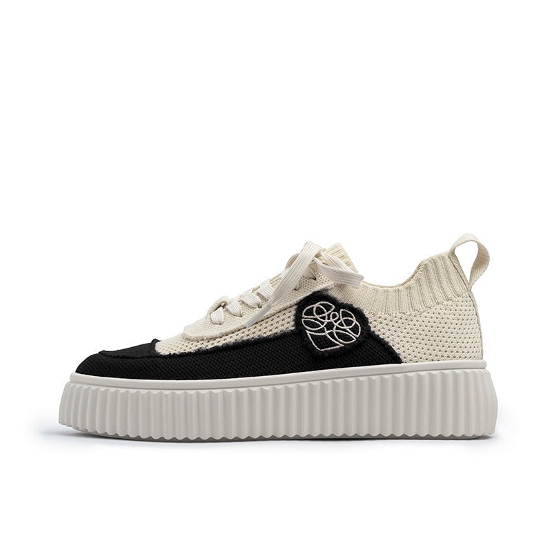 Chunky Platform Knit Sneakers – Colorblock Casual Shoes