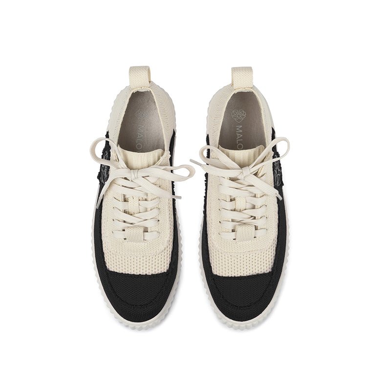 Chunky Platform Knit Sneakers – Colorblock Casual Shoes