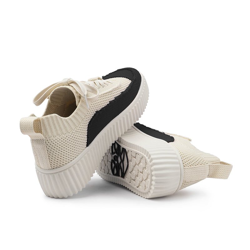 Chunky Platform Knit Sneakers – Colorblock Casual Shoes