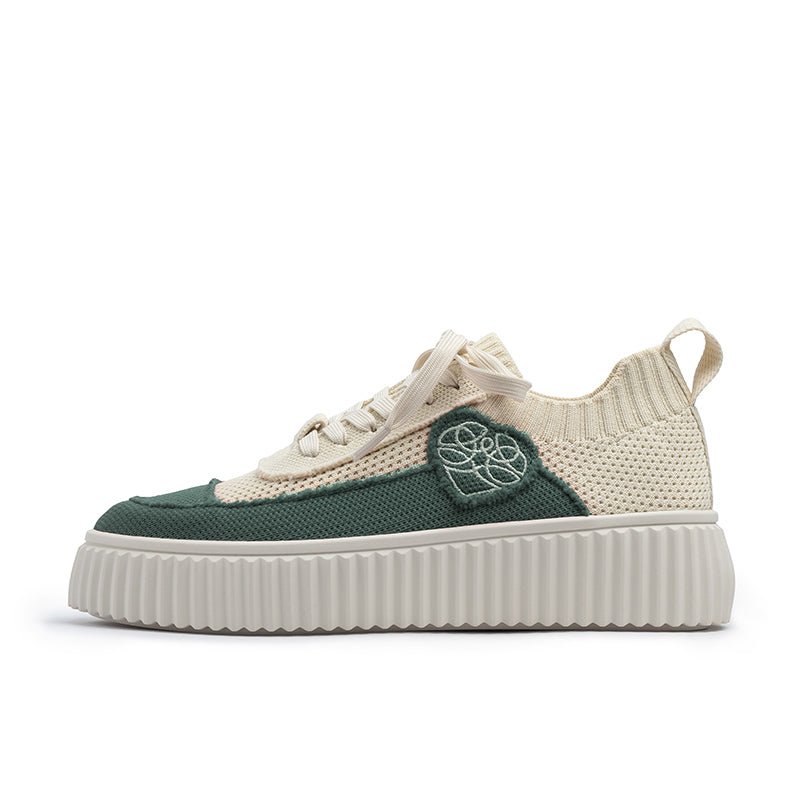 Chunky Platform Knit Sneakers – Colorblock Casual Shoes