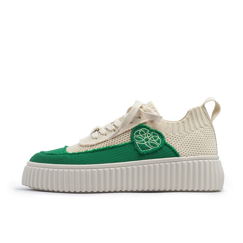 Chunky Platform Knit Sneakers – Colorblock Casual Shoes