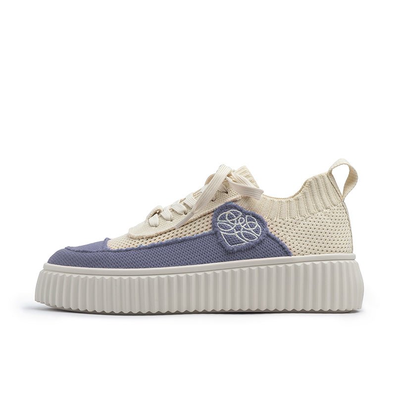 Chunky Platform Knit Sneakers – Colorblock Casual Shoes