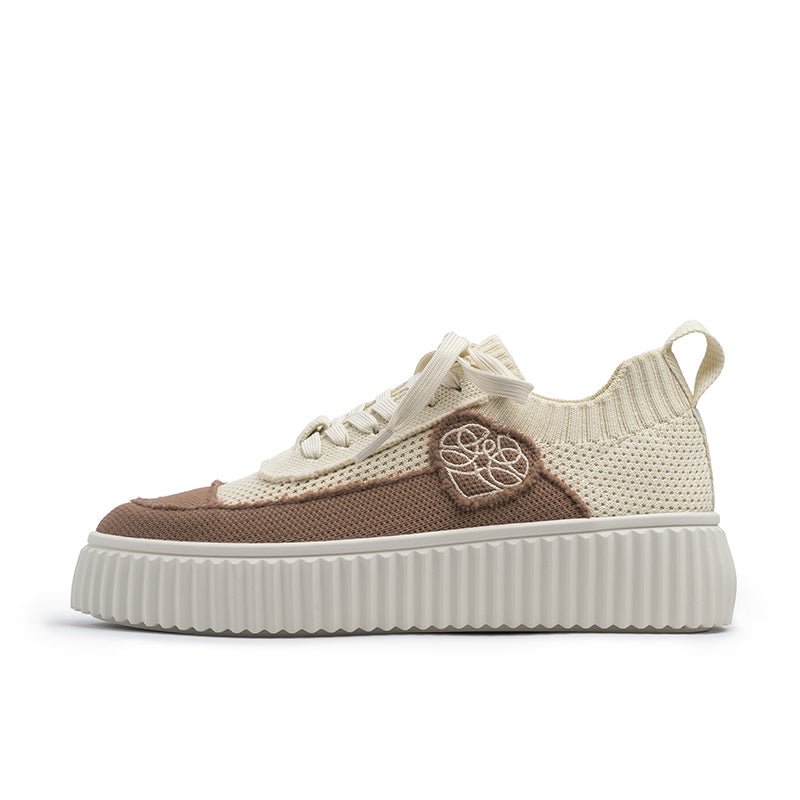 Chunky Platform Knit Sneakers – Colorblock Casual Shoes