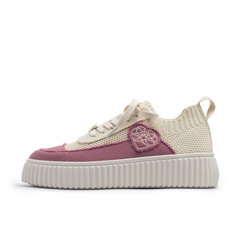 Chunky Platform Knit Sneakers – Colorblock Casual Shoes