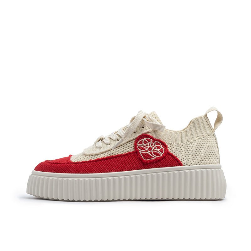 Chunky Platform Knit Sneakers – Colorblock Casual Shoes