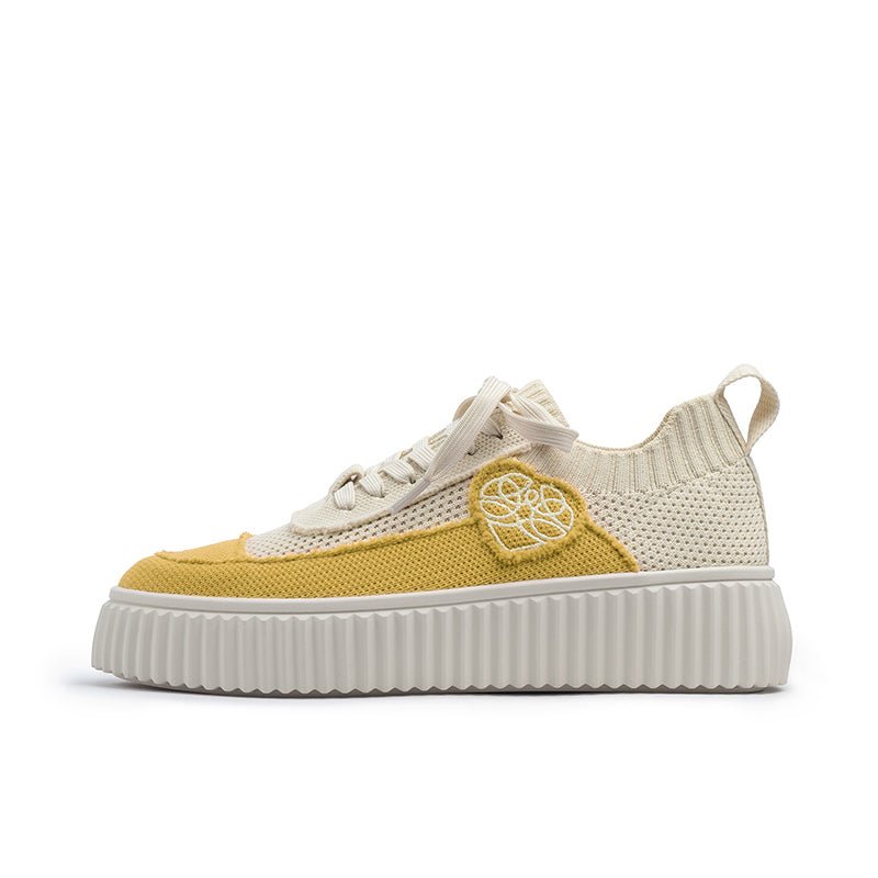 Chunky Platform Knit Sneakers – Colorblock Casual Shoes