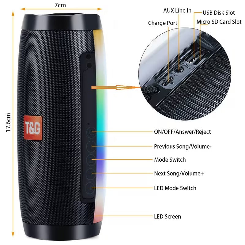 NNETM T&G 157 Wireless Speaker with LED Light Effects