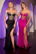 Opulent Dramatic Fringe Sleeve Sheer Corset Gown for Pageant - CDKV1123
