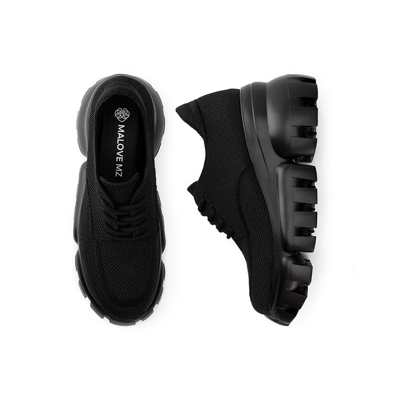 Retro Leopard Platform Sneakers – Chunky Knit Wedge Lace-Ups
