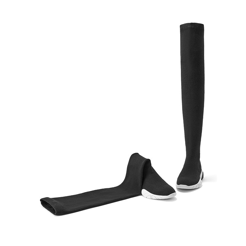 Thermal Over-the-Knee Sneaker Boots – Stretch Wool Knit Winter Boots